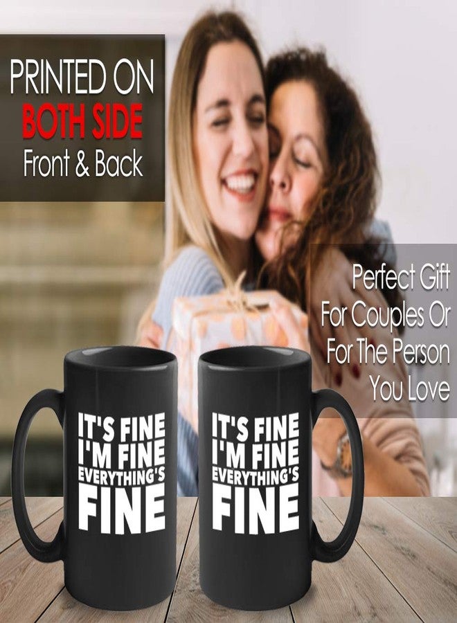 Bubble Hugs Everything is Fine Mug 11 oz I'm Fine This is Fine Everything's Fine Mugs, Black - Image 4